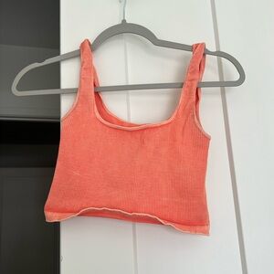 Coral Ribbed Crop Top